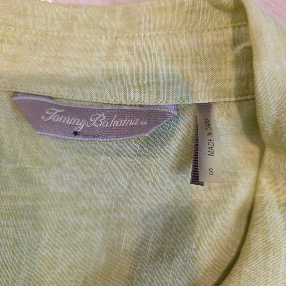 Tommy Bahama Womens 100% Linen Button Down Shirt Lime Green Long Sleeve L Pocket - Picture 11 of 11
